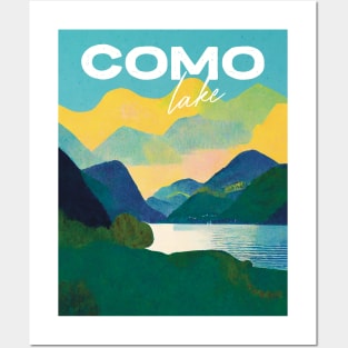 Lake Como Old Travel Poster Retro Wall Art Illustration Posters and Art